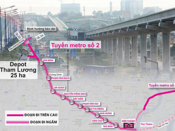 Thông tin Tuyến Metro số 2: Bến Thành - Tham Lương